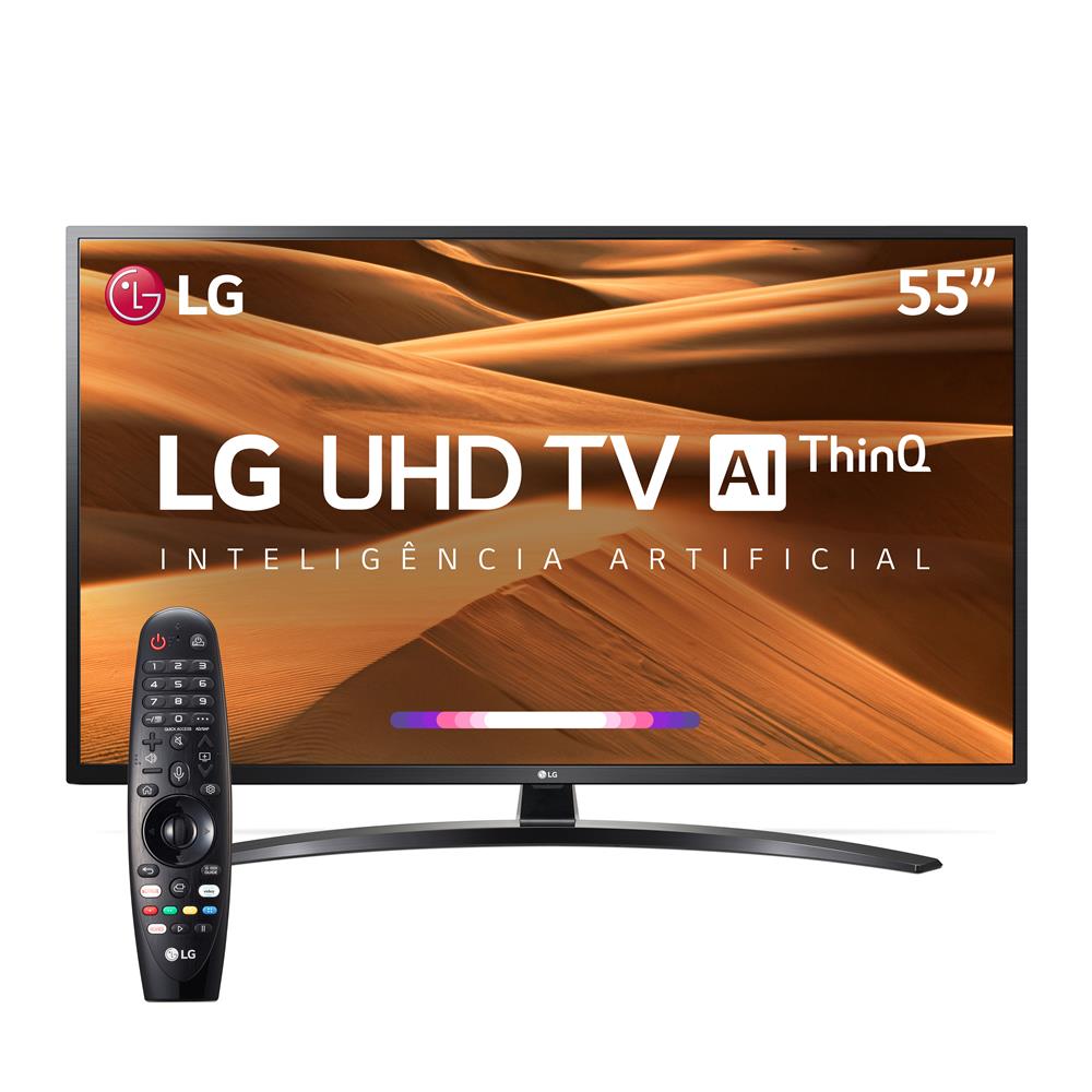 Smart TV LED 55" UHD 4K LG 55UM7470PSA ThinQ AI Inteligência Artificial com IoT, HDR Ativo, WebOS 4.5, DTS Virtual X, Controle Smart Magic e Bluetooth
