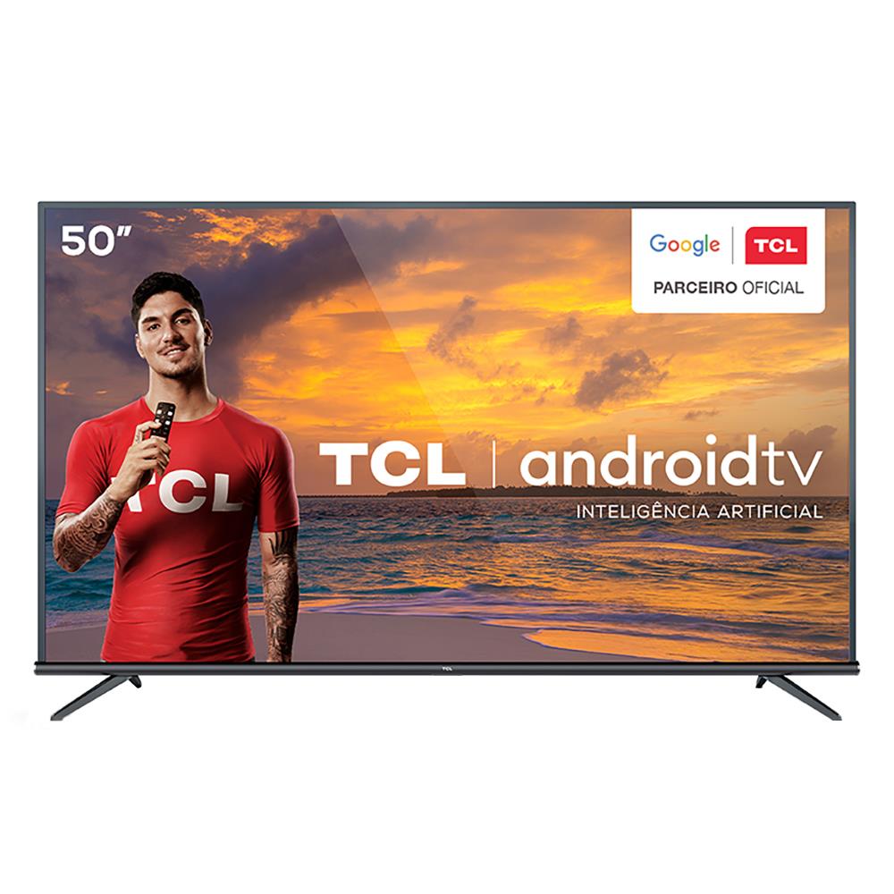 Smart TV LED 50" 4K TCL 50P8M com Android TV, Controle Remoto Comando de Voz, HDR, Micro Dimming, Google Assistant, Bluetooth, HDMI e USB